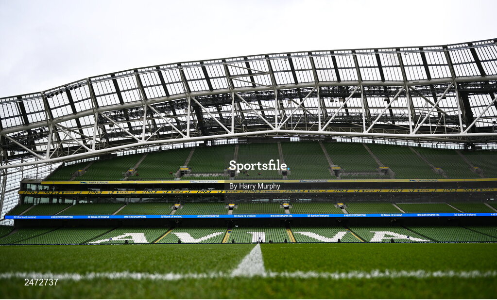 1 April 2023; A general view inside the stadium before the  Heineken Champions Cup Round of 16 match between Leinster and Ulster at the Aviva Stadium in Dublin. Photo by Harry Murphy/Sportsfile