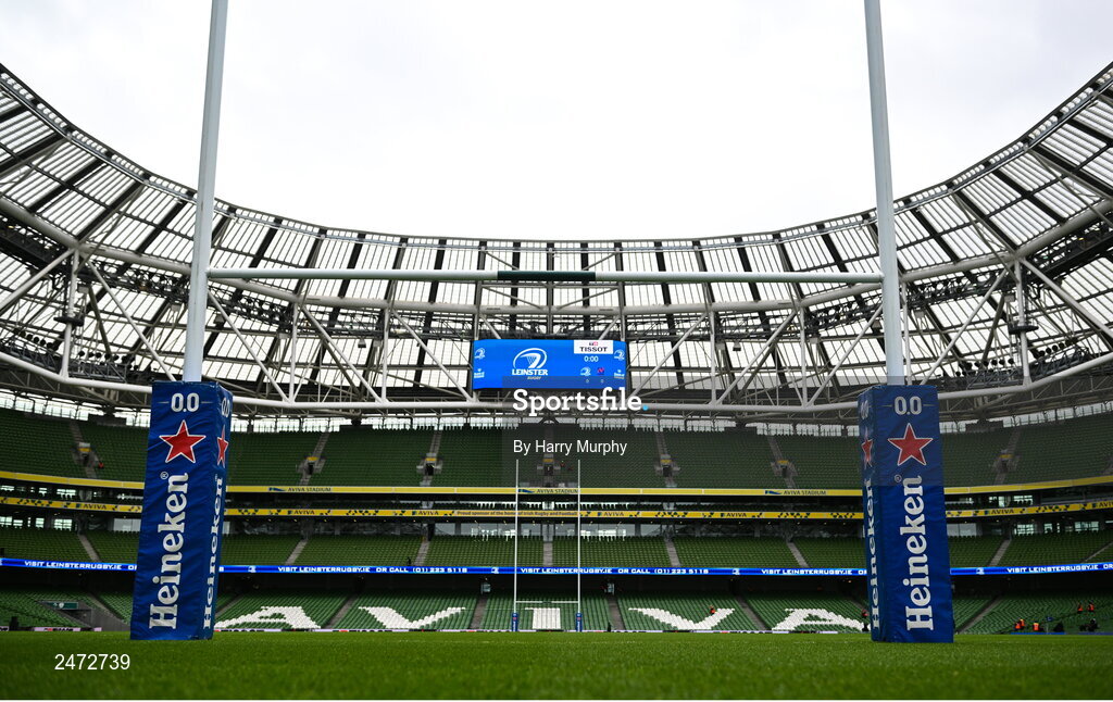 1 April 2023; A general view inside the stadium before the  Heineken Champions Cup Round of 16 match between Leinster and Ulster at the Aviva Stadium in Dublin. Photo by Harry Murphy/Sportsfile