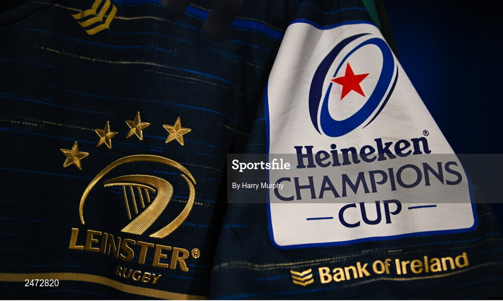 1 April 2023; A general view of the Leinster jersey before during the Heineken Champions Cup Round of 16 match between Leinster and Ulster at Aviva Stadium in Dublin. Photo by Harry Murphy/Sportsfile