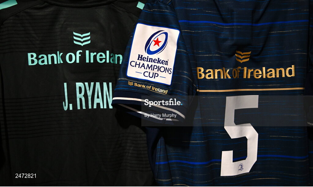 1 April 2023; James Ryan of Leinster's jersey is seen before the Heineken Champions Cup Round of 16 match between Leinster and Ulster at Aviva Stadium in Dublin. Photo by Harry Murphy/Sportsfile
