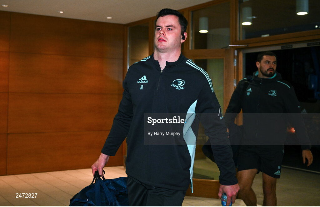 1 April 2023; James Ryan of Leinster arrives before the Heineken Champions Cup Round of 16 match between Leinster and Ulster at the Aviva Stadium in Dublin. Photo by Harry Murphy/Sportsfile