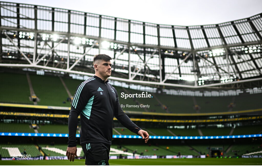 1 April 2023; Dan Sheehan of Leinster before the Heineken Champions Cup Round of 16 match between Leinster and Ulster at Aviva Stadium in Dublin. Photo by Ramsey Cardy/Sportsfile
