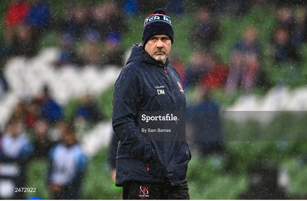 1 April 2023; Ulster head coach Dan McFarland before the Heineken Champions Cup Round of 16 match between Leinster and Ulster at Aviva Stadium in Dublin. Photo by Sam Barnes/Sportsfile