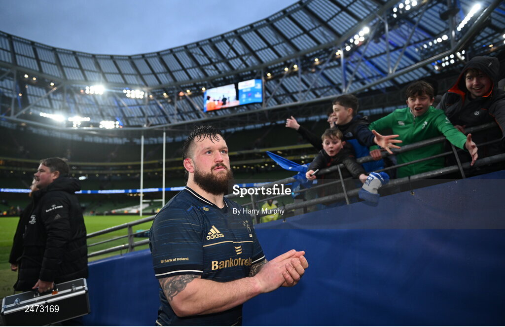 1 April 2023; Andrew Porter of Leinster after the Heineken Champions Cup Round of 16 match between Leinster and Ulster at the Aviva Stadium in Dublin. Photo by Harry Murphy/Sportsfile