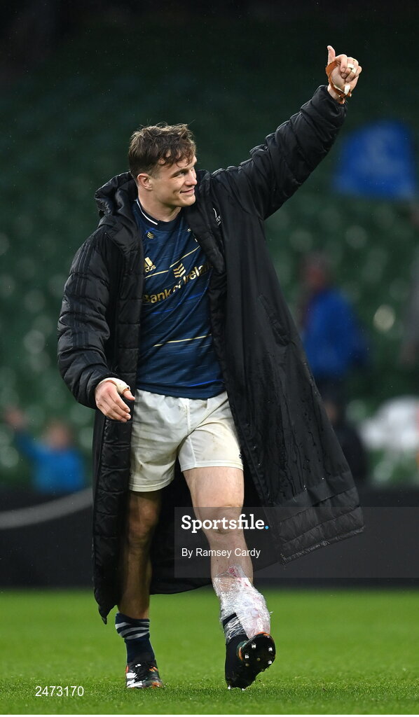 1 April 2023; Josh van der Flier of Leinster after the Heineken Champions Cup Round of 16 match between Leinster and Ulster at Aviva Stadium in Dublin. Photo by Ramsey Cardy/Sportsfile