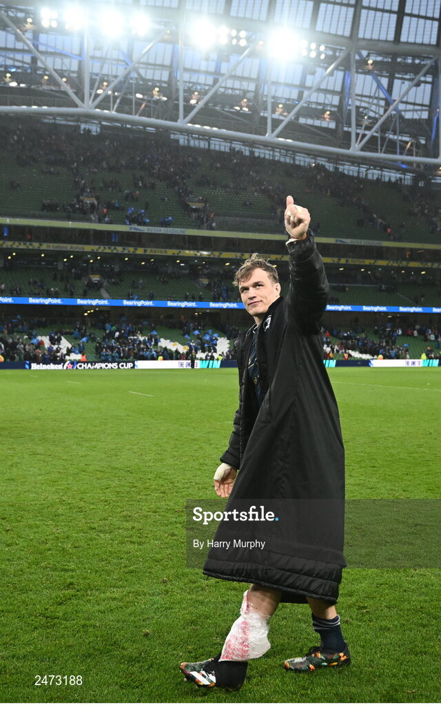 1 April 2023; Josh van der Flier of Leinster after the Heineken Champions Cup Round of 16 match between Leinster and Ulster at the Aviva Stadium in Dublin. Photo by Harry Murphy/Sportsfile