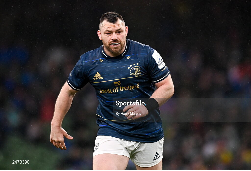 1 April 2023; Cian Healy of Leinster during the Heineken Champions Cup Round of 16 match between Leinster and Ulster at Aviva Stadium in Dublin. Photo by Harry Murphy/Sportsfile