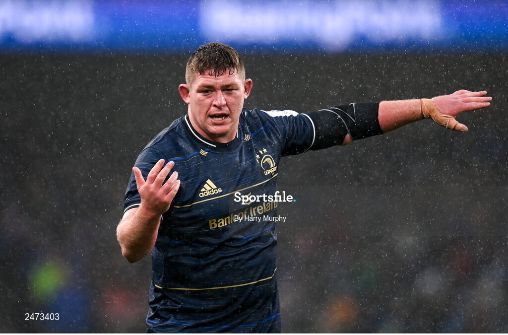 1 April 2023; Tadhg Furlong of Leinster during the Heineken Champions Cup Round of 16 match between Leinster and Ulster at Aviva Stadium in Dublin. Photo by Harry Murphy/Sportsfile