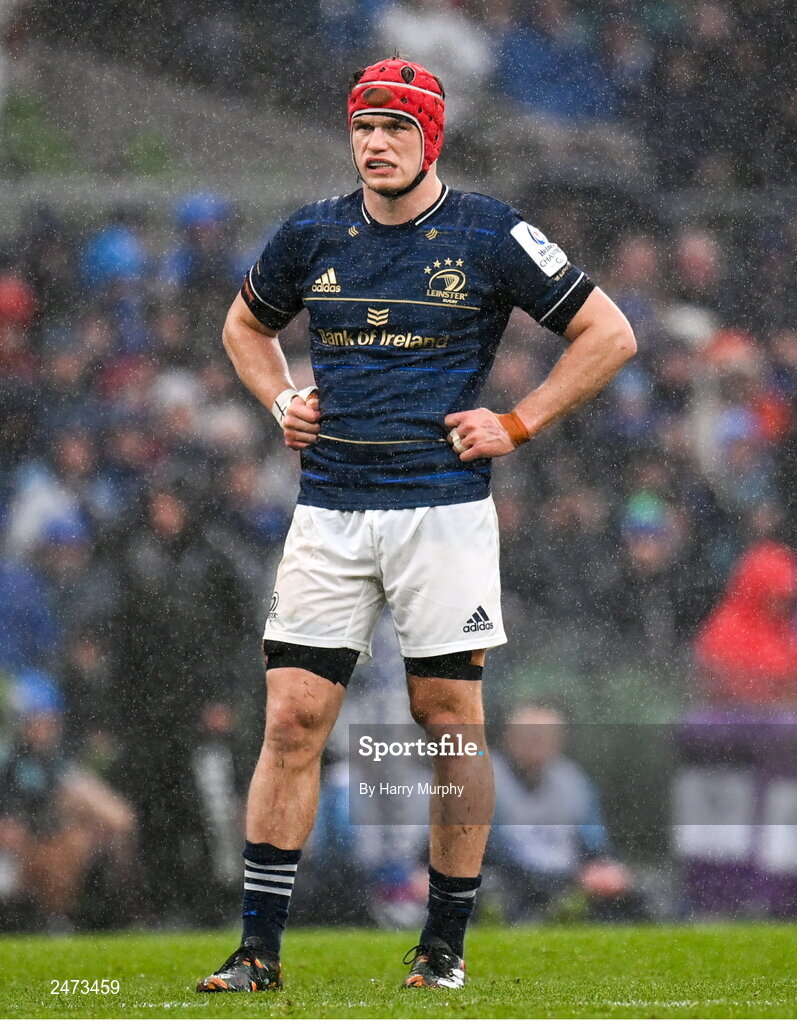 1 April 2023; Josh van der Flier of Leinster during the Heineken Champions Cup Round of 16 match between Leinster and Ulster at Aviva Stadium in Dublin. Photo by Harry Murphy/Sportsfile