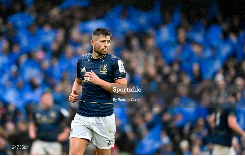 1 April 2023; Ross Byrne of Leinster during the Heineken Champions Cup Round of 16 match between Leinster and Ulster at Aviva Stadium in Dublin. Photo by Ramsey Cardy/Sportsfile