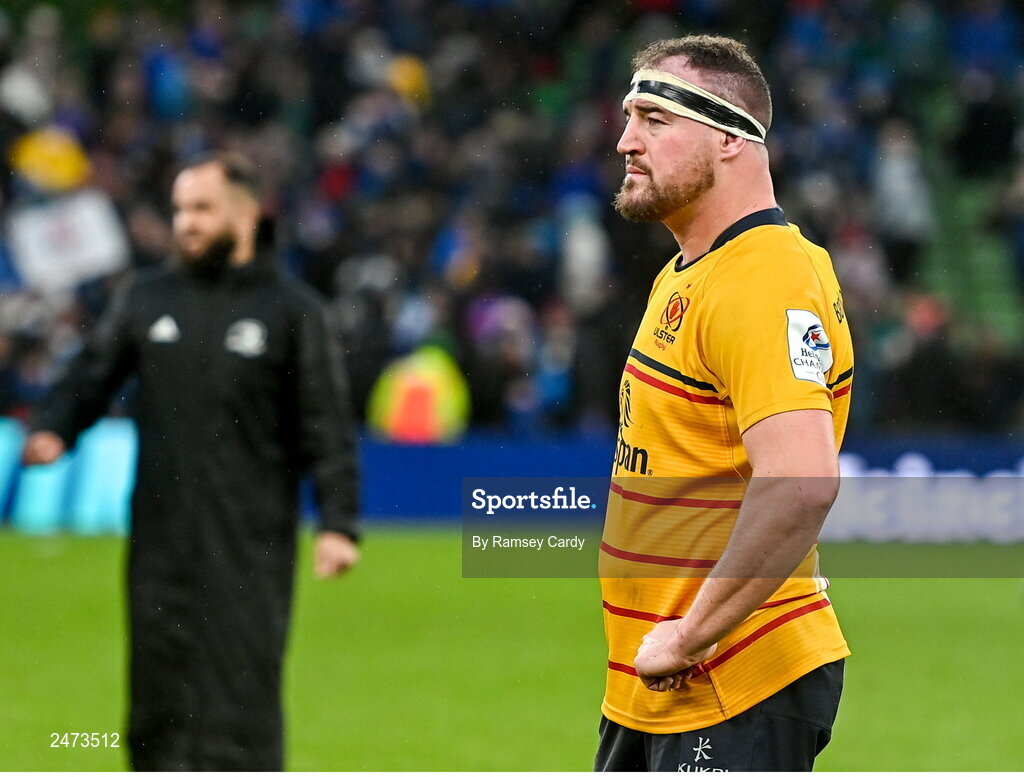 1 April 2023; Rob Herring of Ulster after the Heineken Champions Cup Round of 16 match between Leinster and Ulster at Aviva Stadium in Dublin. Photo by Ramsey Cardy/Sportsfile