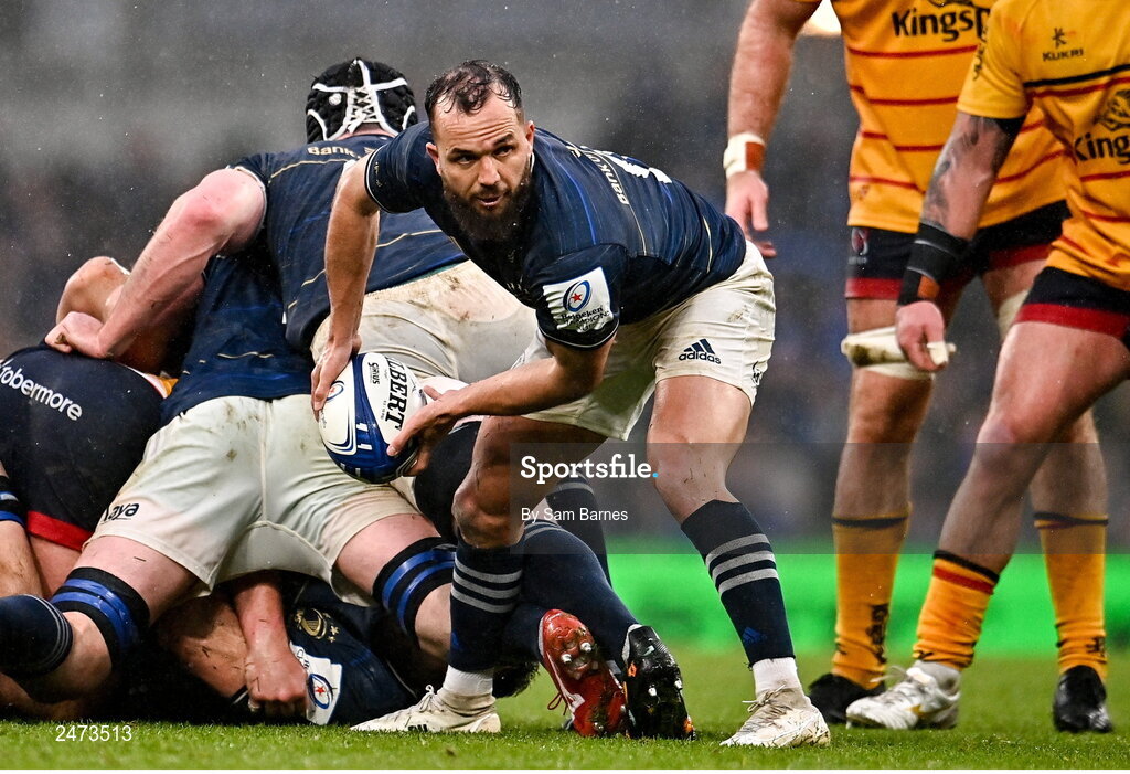 1 April 2023; Jamison Gibson-Park of Leinster during the Heineken Champions Cup Round of 16 match between Leinster and Ulster at Aviva Stadium in Dublin. Photo by Sam Barnes/Sportsfile