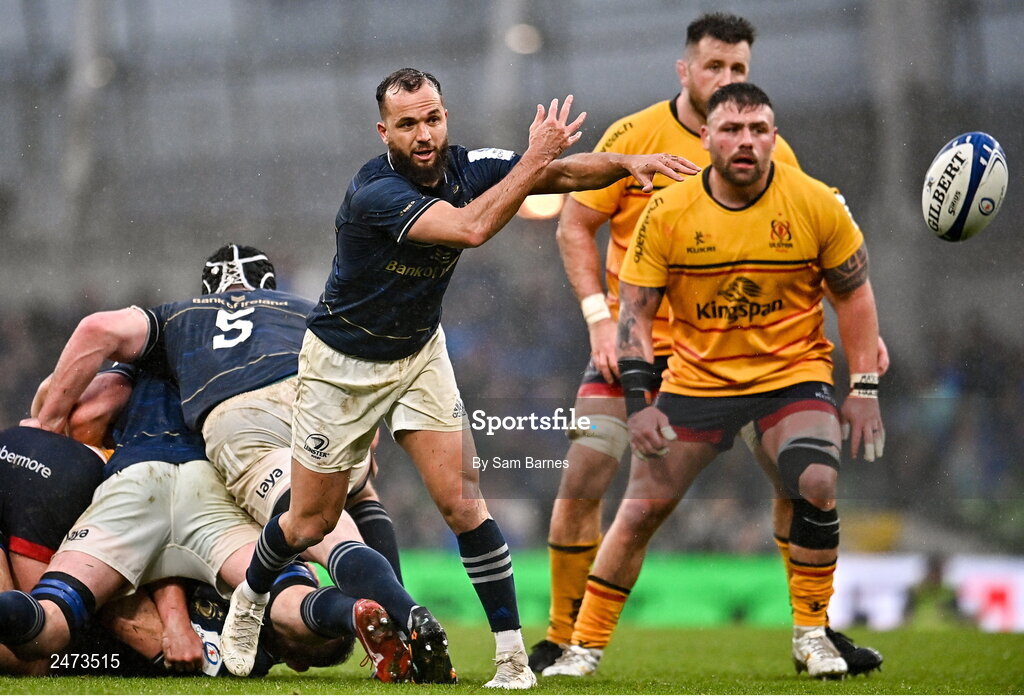 1 April 2023; Jamison Gibson-Park of Leinster during the Heineken Champions Cup Round of 16 match between Leinster and Ulster at Aviva Stadium in Dublin. Photo by Sam Barnes/Sportsfile