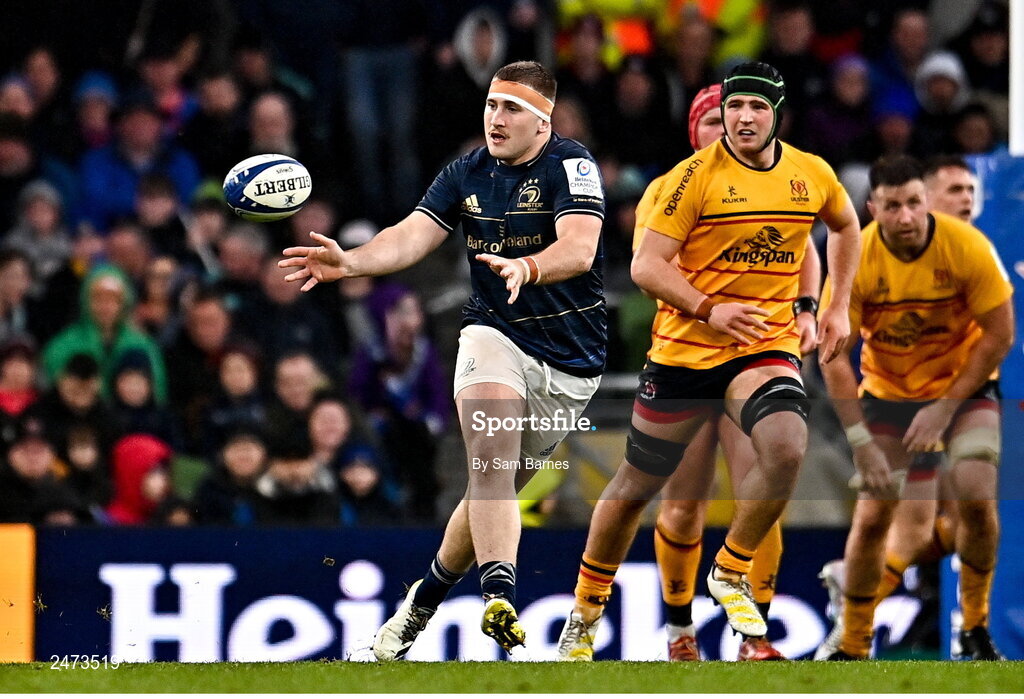 1 April 2023; John McKee of Leinster during the Heineken Champions Cup Round of 16 match between Leinster and Ulster at Aviva Stadium in Dublin. Photo by Sam Barnes/Sportsfile