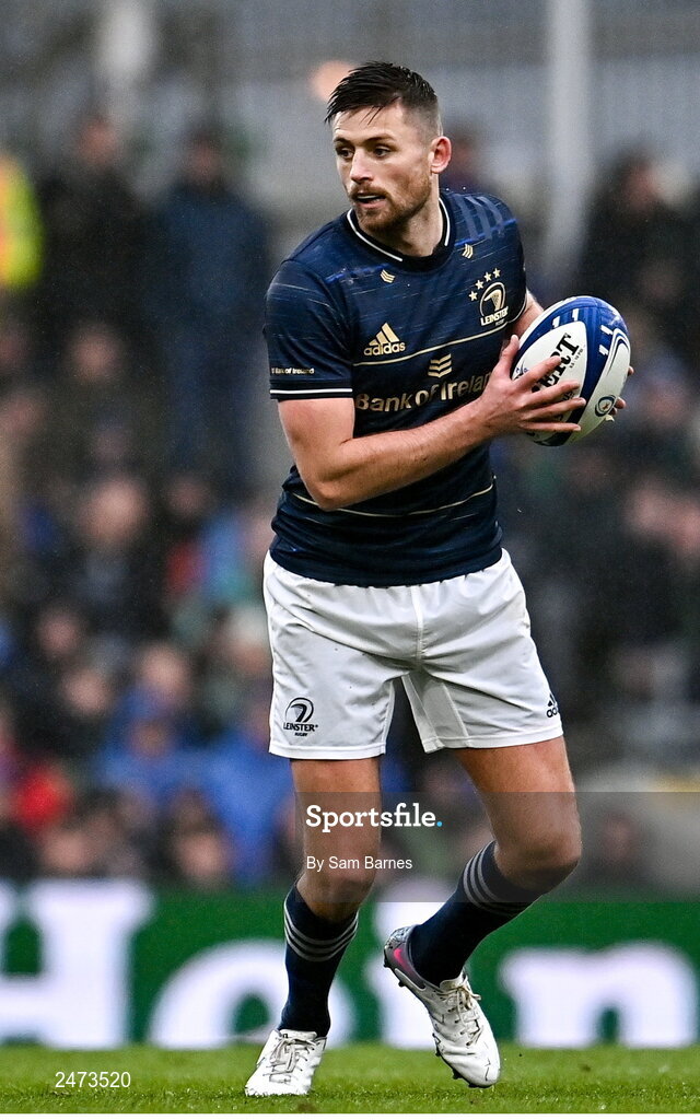 1 April 2023; Ross Byrne of Leinster during the Heineken Champions Cup Round of 16 match between Leinster and Ulster at Aviva Stadium in Dublin. Photo by Sam Barnes/Sportsfile