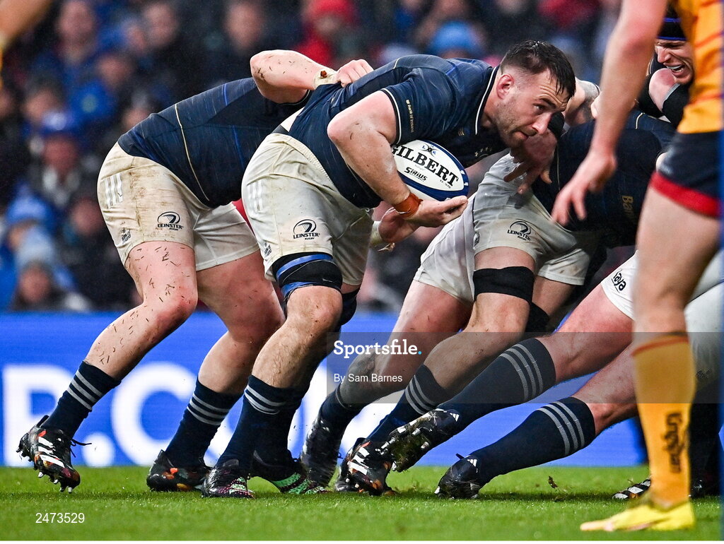 1 April 2023; Jack Conan of Leinster during the Heineken Champions Cup Round of 16 match between Leinster and Ulster at Aviva Stadium in Dublin. Photo by Sam Barnes/Sportsfile