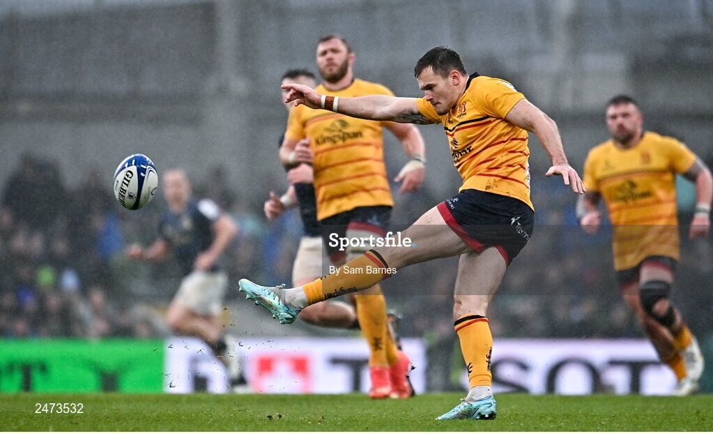 1 April 2023; Jacob Stockdale of Ulster during the Heineken Champions Cup Round of 16 match between Leinster and Ulster at Aviva Stadium in Dublin. Photo by Sam Barnes/Sportsfile