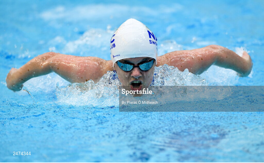 3 April 2023; Nicole Turner of NAC competes in the Women 13 & Over 50 LC meter butterfly heats during day three of the Swim Ireland Irish Open Swimming Championships at the National Aquatic Centre in Dublin. Photo by Piaras Ó Mídheach/Sportsfile