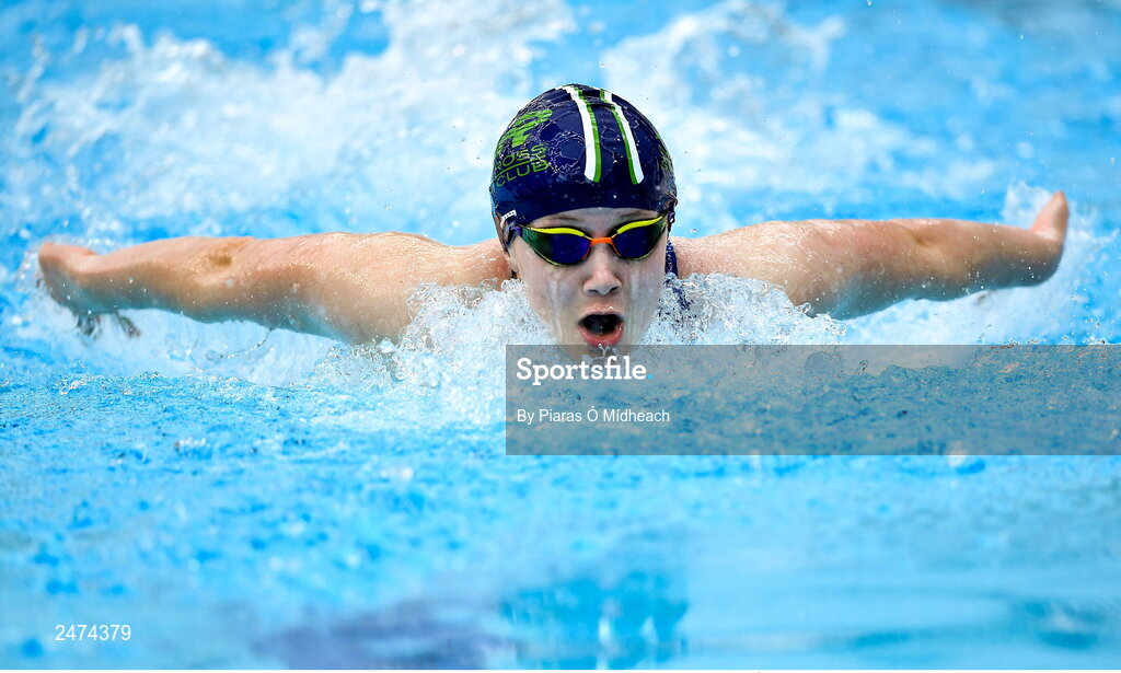 3 April 2023; Emma Marriage of ALSC competing in the Women 13 & Over 50 LC meter butterfly heats during day three of the Swim Ireland Irish Open Swimming Championships at the National Aquatic Centre in Dublin. Photo by Piaras Ó Mídheach/Sportsfile