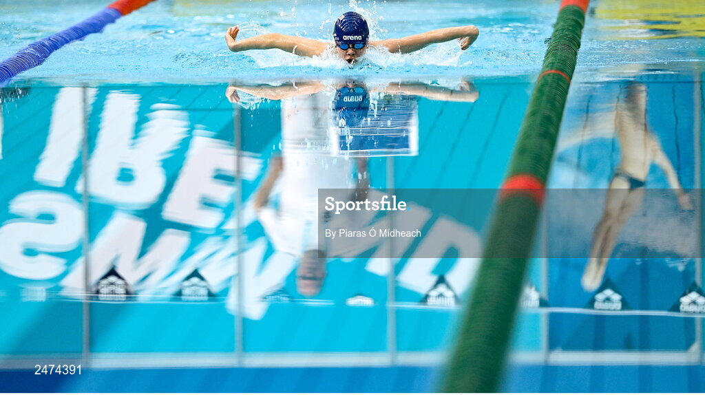 3 April 2023; Sophie Jess of Ards competing in the Women 13 & Over 400 LC metre IM event during day three of the Swim Ireland Irish Open Swimming Championships at the National Aquatic Centre in Dublin. Photo by Piaras Ó Mídheach/Sportsfile