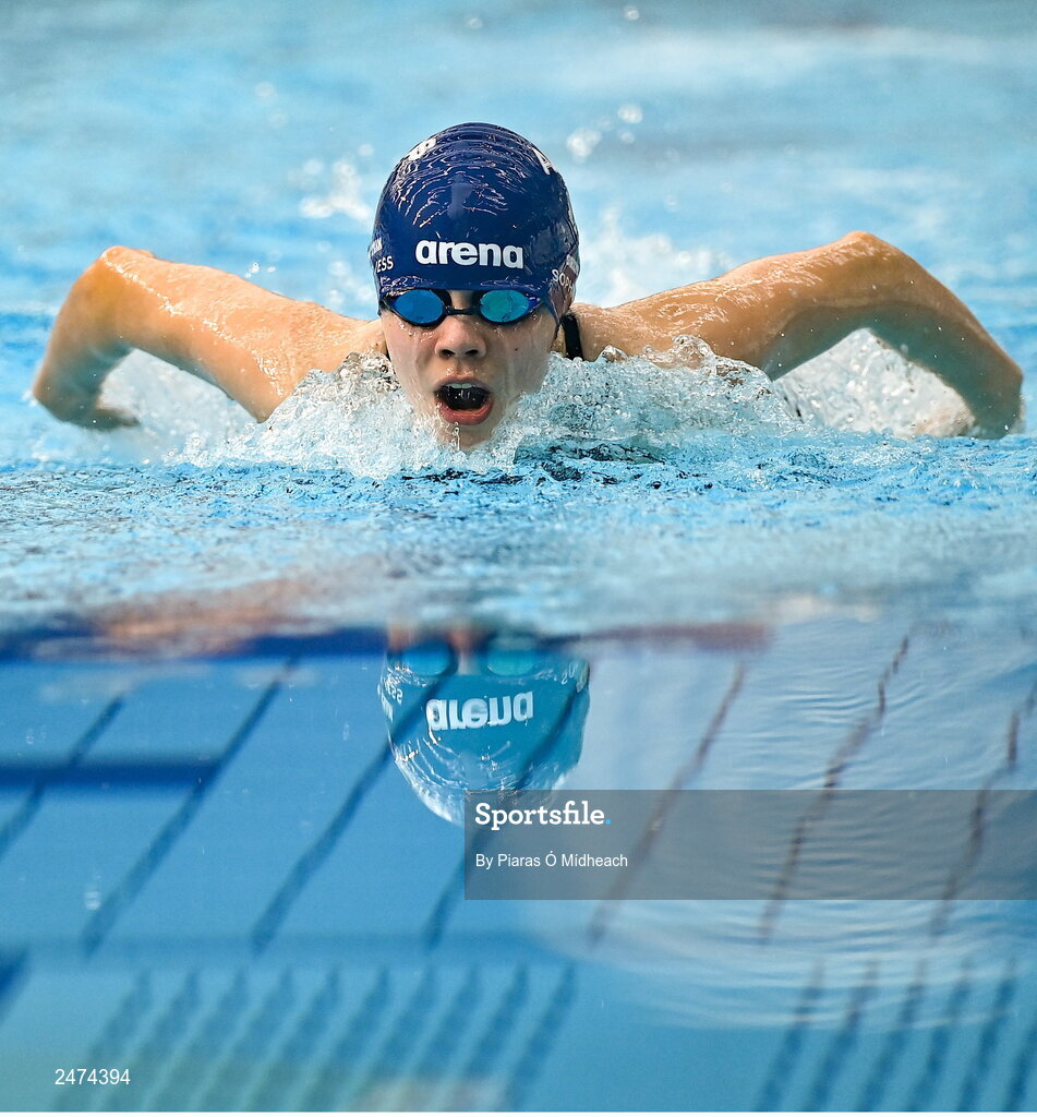 3 April 2023; Sophie Jess of Ards competing in the Women 13 & Over 400 LC metre IM event during day three of the Swim Ireland Irish Open Swimming Championships at the National Aquatic Centre in Dublin. Photo by Piaras Ó Mídheach/Sportsfile