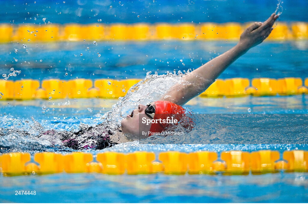 3 April 2023; Emilee Edgar of Lisburn City competes in the Women 13 & Over 400 LC metre IM during day three of the Swim Ireland Irish Open Swimming Championships at the National Aquatic Centre in Dublin. Photo by Piaras Ó Mídheach/Sportsfile