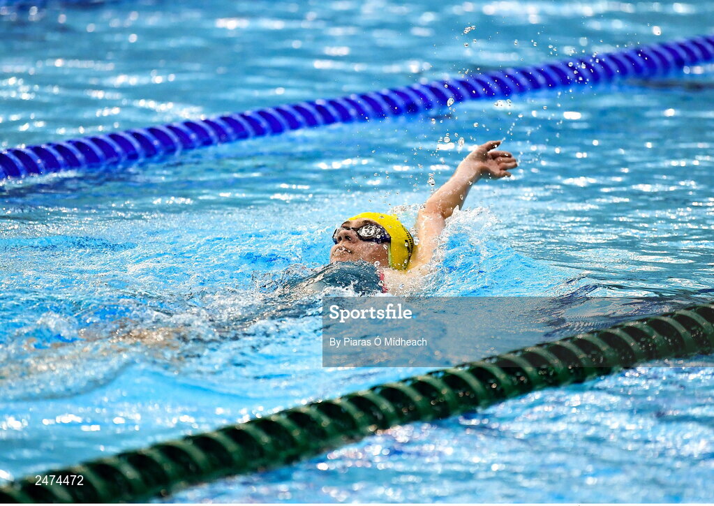 3 April 2023; Heather Fane of Dolphin competes in the Women 13 & Over 400 LC metre IM heats during day three of the Swim Ireland Irish Open Swimming Championships at the National Aquatic Centre in Dublin. Photo by Piaras Ó Mídheach/Sportsfile