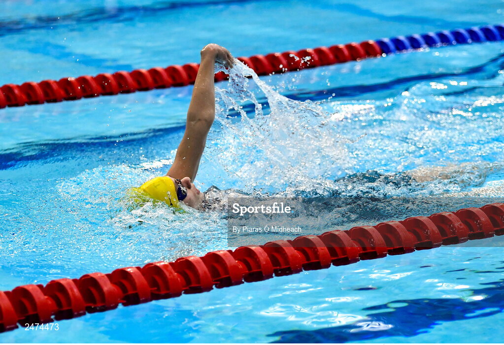3 April 2023; Heather Fane of Dolphin competes in the Women 13 & Over 400 LC metre IM heats during day three of the Swim Ireland Irish Open Swimming Championships at the National Aquatic Centre in Dublin. Photo by Piaras Ó Mídheach/Sportsfile