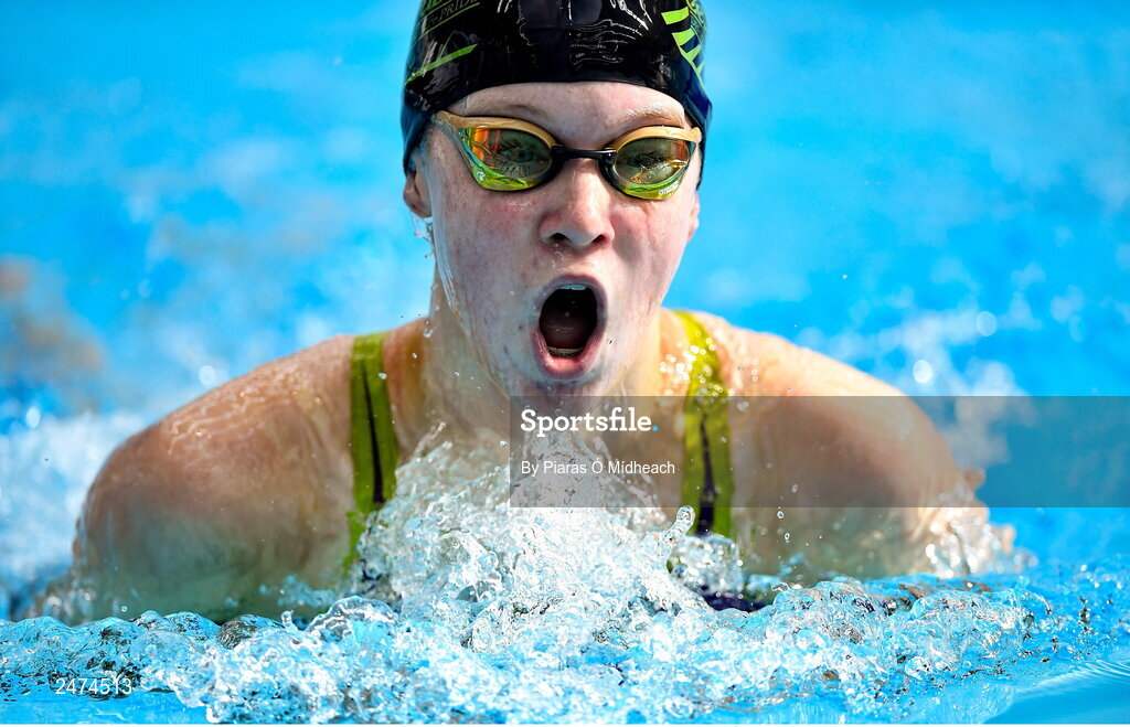 3 April 2023; Shauna O'Keeffe Byrne of Waterford Crystal competes in the Women 13 & Over 50 LC metre breaststroke heats during day three of the Swim Ireland Irish Open Swimming Championships at the National Aquatic Centre in Dublin. Photo by Piaras Ó Mídheach/Sportsfile
