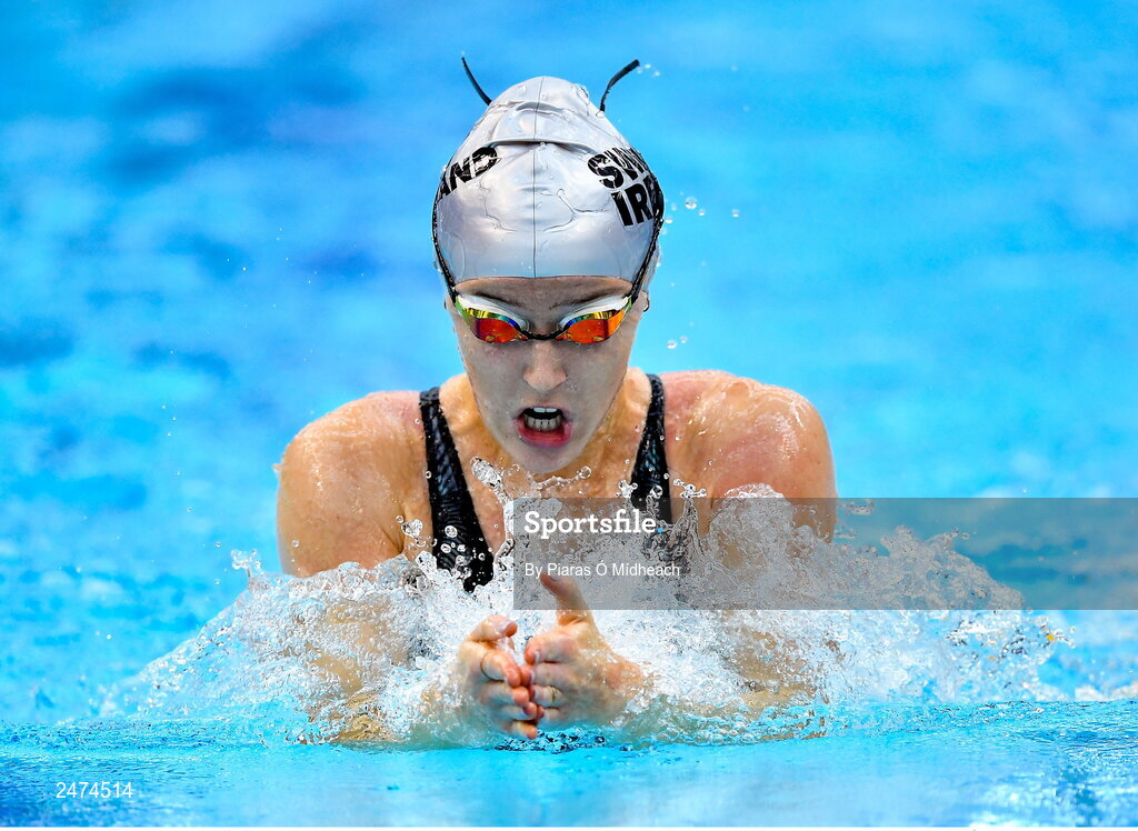 3 April 2023; Fiona Henderson of Alliance competes in the Women 13 & Over 50 LC metre breaststroke heats during day three of the Swim Ireland Irish Open Swimming Championships at the National Aquatic Centre in Dublin. Photo by Piaras Ó Mídheach/Sportsfile