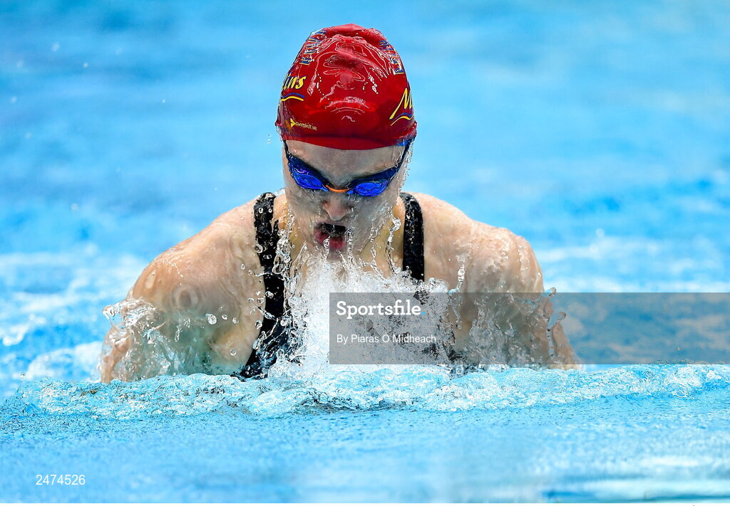 3 April 2023; Mona McSharry of Marlins competes in the Women 13 & Over 50 LC metre breaststroke heats during day three of the Swim Ireland Irish Open Swimming Championships at the National Aquatic Centre in Dublin. Photo by Piaras Ó Mídheach/Sportsfile