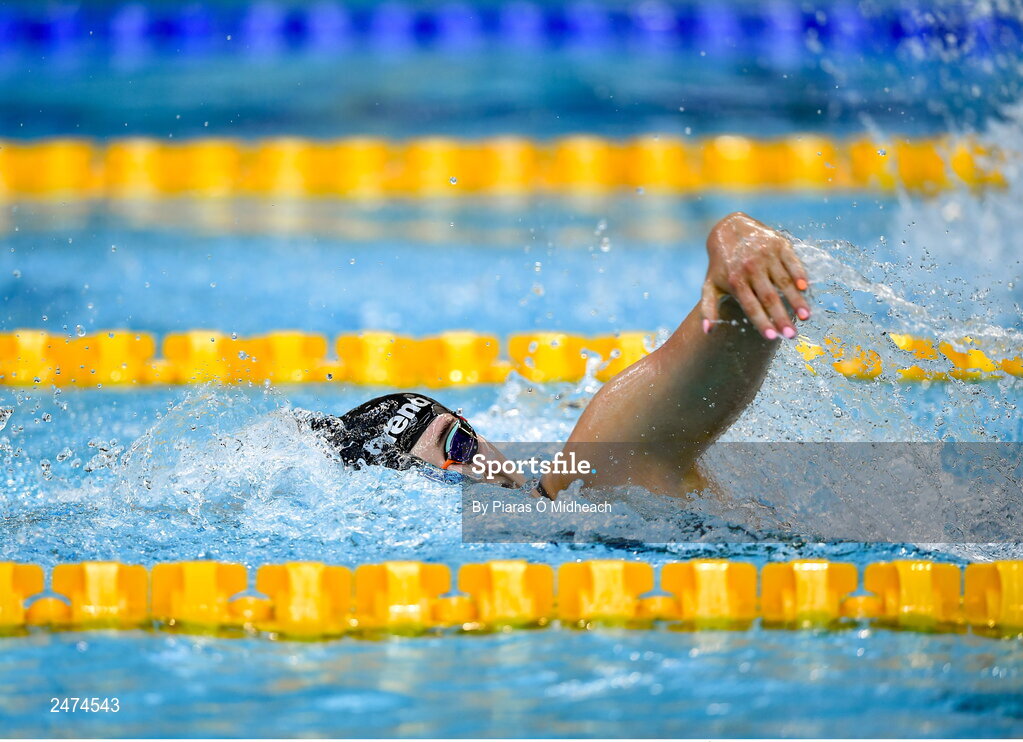 3 April 2023; Victoria Catterson of NCU Ards competes in the Women 13 & Over 100 LC metre freestyle heats during day three of the Swim Ireland Irish Open Swimming Championships at the National Aquatic Centre in Dublin. Photo by Piaras Ó Mídheach/Sportsfile