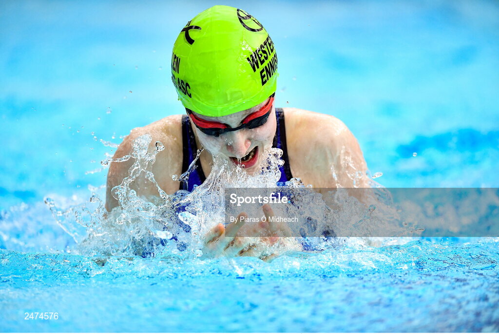 3 April 2023; Siofra McNamara of Celtic Waves competes in the Women 13 & Over 50 LC metre breaststroke heats during day three of the Swim Ireland Irish Open Swimming Championships at the National Aquatic Centre in Dublin. Photo by Piaras Ó Mídheach/Sportsfile