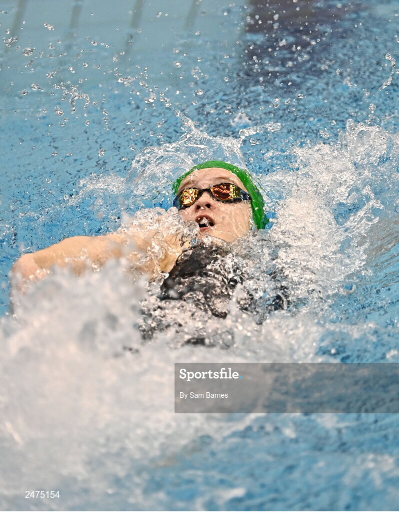 5 March 2023; Eavan Ramsey of Trojan, Dublin, competes in the women 13 and over 50m backstoke heats during day five of the Swim Ireland Irish Open Swimming Championships at the National Aquatic Centre in Dublin. Photo by Sam Barnes/Sportsfile