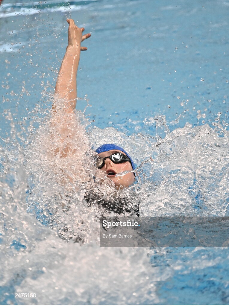 5 March 2023; Jenna MacDougald of UCD, Dublin, competes in the women 13 and over 50m backstoke heats during day five of the Swim Ireland Irish Open Swimming Championships at the National Aquatic Centre in Dublin. Photo by Sam Barnes/Sportsfile