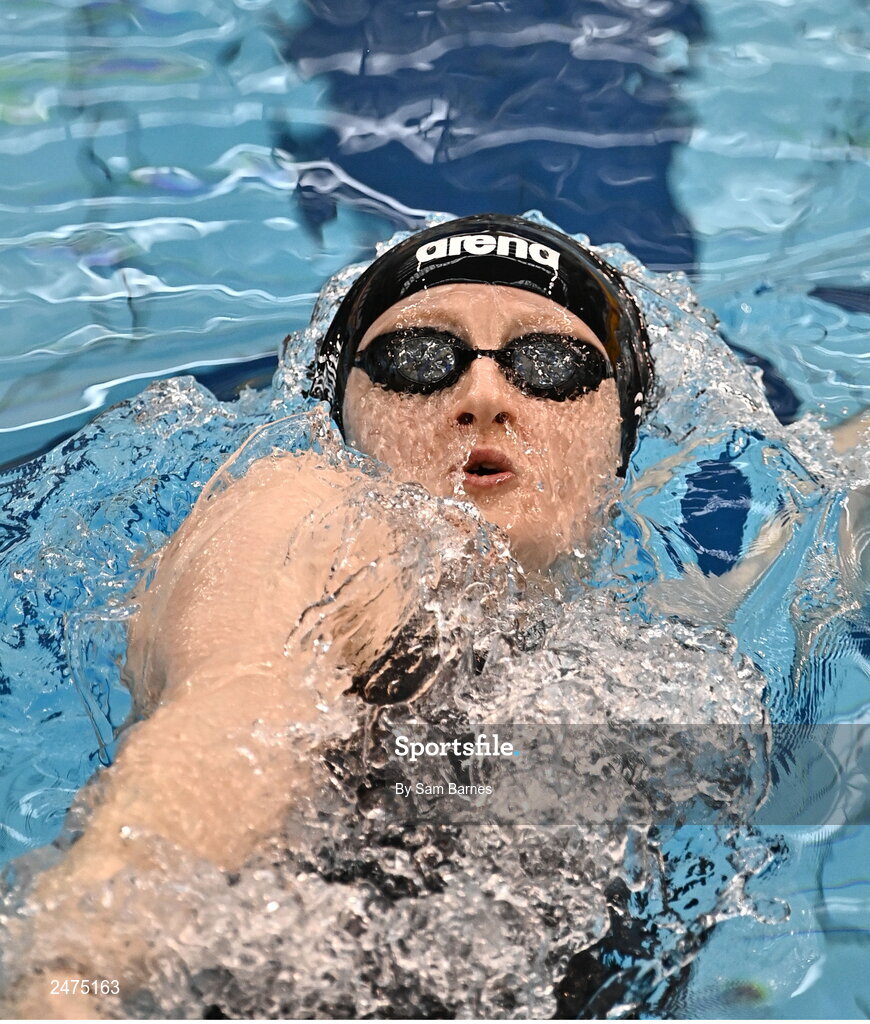5 March 2023; Danielle Hill of Larne, Antrim, competes in the women 13 and over 50m backstoke heats during day five of the Swim Ireland Irish Open Swimming Championships at the National Aquatic Centre in Dublin. Photo by Sam Barnes/Sportsfile