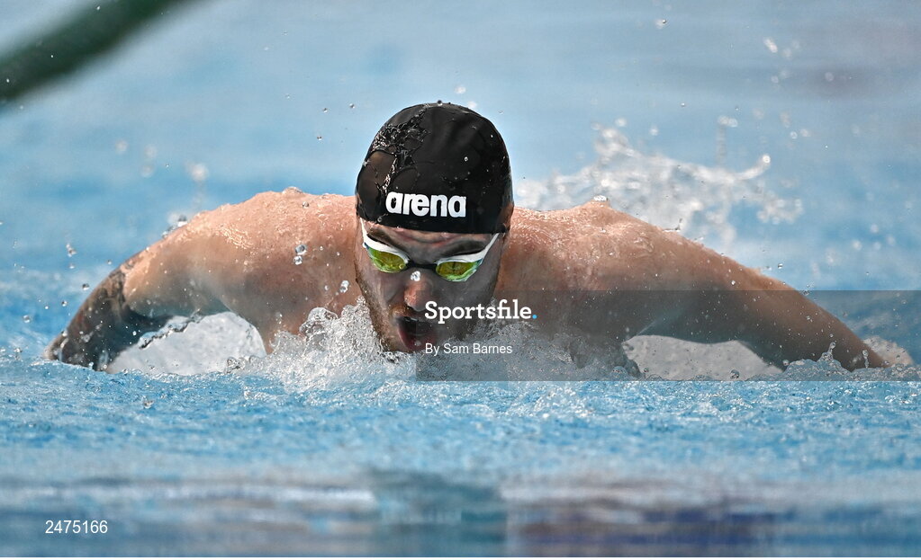 5 March 2023; Barry McClements of NCU Ards competes in the Men's 13 and over 200m individual medley during day five of the Swim Ireland Irish Open Swimming Championships at the National Aquatic Centre in Dublin. Photo by Sam Barnes/Sportsfile