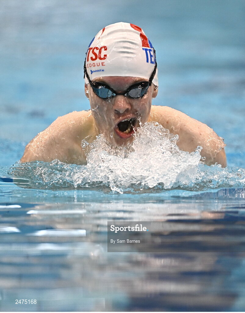 5 March 2023;  Andrew Mullen of Templeogue, Dublin, competes in the Men's 13 and over 200m individual medley during day five of the Swim Ireland Irish Open Swimming Championships at the National Aquatic Centre in Dublin. Photo by Sam Barnes/Sportsfile