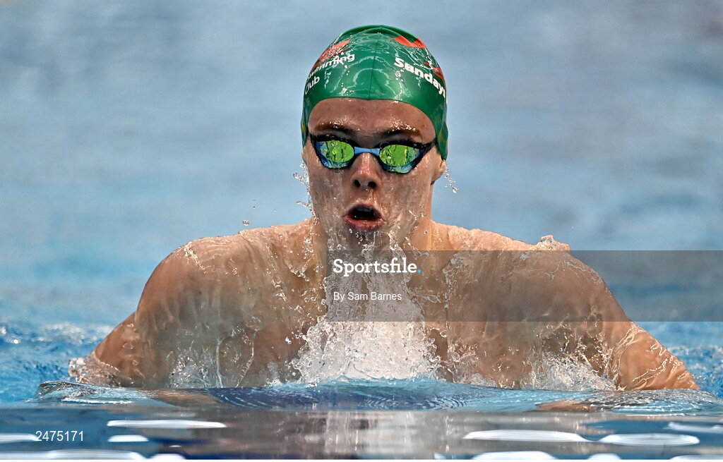 5 March 2023; Sean Bolger of Sundays Well, Cork, competes in the Men's 13 and over 200m individual medley during day five of the Swim Ireland Irish Open Swimming Championships at the National Aquatic Centre in Dublin. Photo by Sam Barnes/Sportsfile