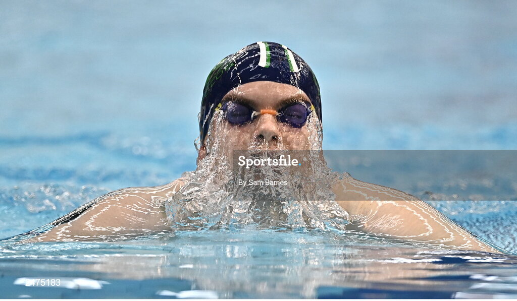 5 March 2023; Evan Bailey of New Ross, Wexford, competes in the Men's 13 and over 200m individual medley during day five of the Swim Ireland Irish Open Swimming Championships at the National Aquatic Centre in Dublin. Photo by Sam Barnes/Sportsfile