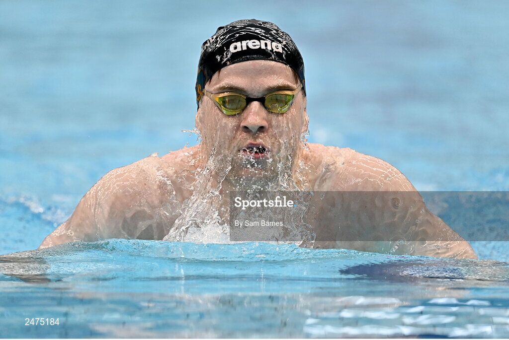 5 March 2023; Cadan McCarthy of NCL Mallow Swans, Cork, competes in the Men's 13 and over 200m individual medley during day five of the Swim Ireland Irish Open Swimming Championships at the National Aquatic Centre in Dublin. Photo by Sam Barnes/Sportsfile