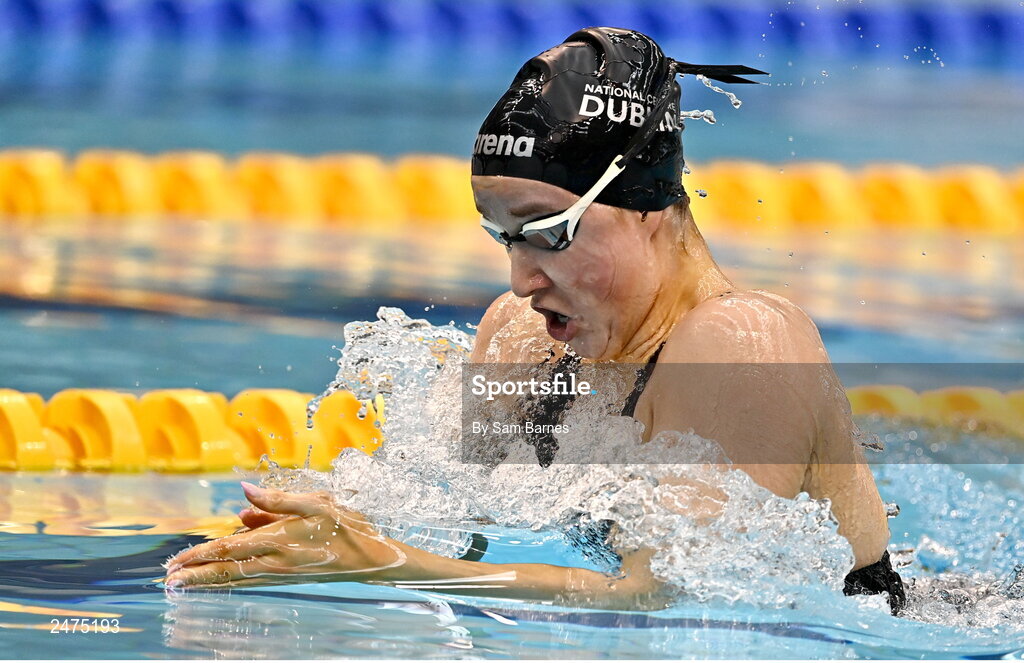 5 March 2023; Niamh Coyne of NCD Tallaght, Dublin, competes in the women's 13 and over 200m breaststroke heats during day five of the Swim Ireland Irish Open Swimming Championships at the National Aquatic Centre in Dublin. Photo by Sam Barnes/Sportsfile