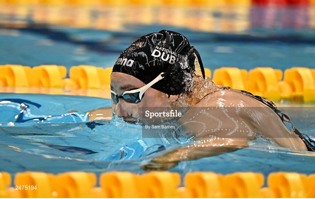 5 March 2023; Niamh Coyne of NCD Tallaght, Dublin, competes in the women's 13 and over 200m breaststroke heats during day five of the Swim Ireland Irish Open Swimming Championships at the National Aquatic Centre in Dublin. Photo by Sam Barnes/Sportsfile