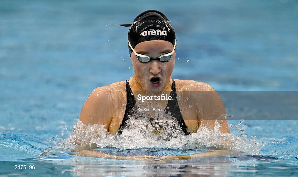 5 March 2023; Niamh Coyne of NCD Tallaght, Dublin, competes in the women's 13 and over 200m breaststroke heats during day five of the Swim Ireland Irish Open Swimming Championships at the National Aquatic Centre in Dublin. Photo by Sam Barnes/Sportsfile