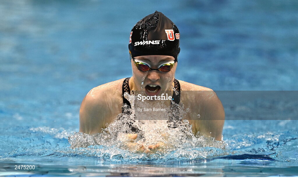 5 March 2023; Olwyn Cooke of Limerick, competes in the women's 13 and over 200m breaststroke heats during day five of the Swim Ireland Irish Open Swimming Championships at the National Aquatic Centre in Dublin. Photo by Sam Barnes/Sportsfile