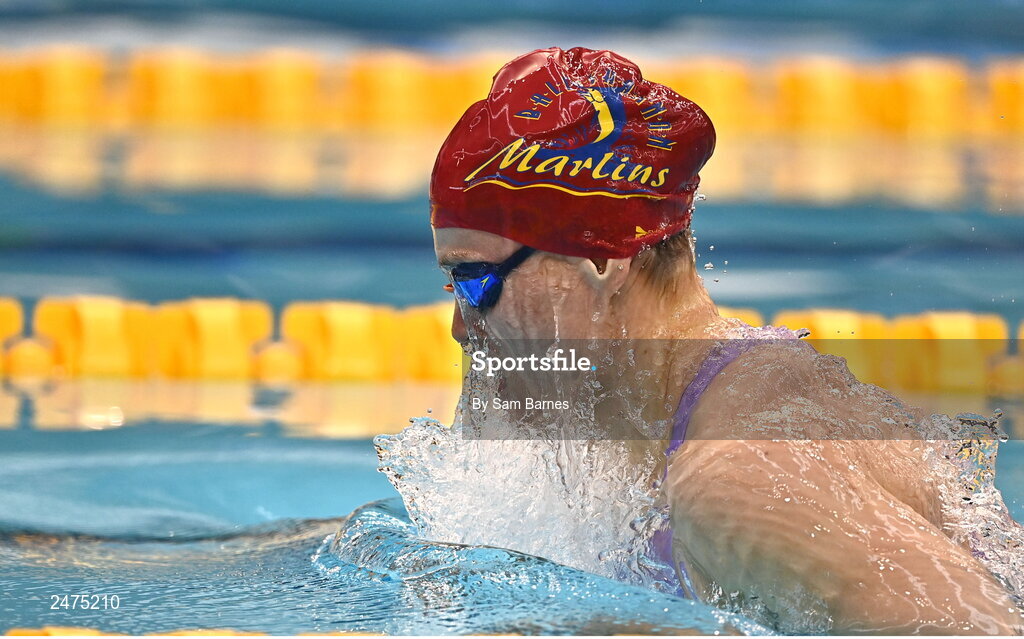 5 March 2023; Mona McSharry of Marlins, Donegal, competes in the women's 13 and over 200m breaststroke heats during day five of the Swim Ireland Irish Open Swimming Championships at the National Aquatic Centre in Dublin. Photo by Sam Barnes/Sportsfile