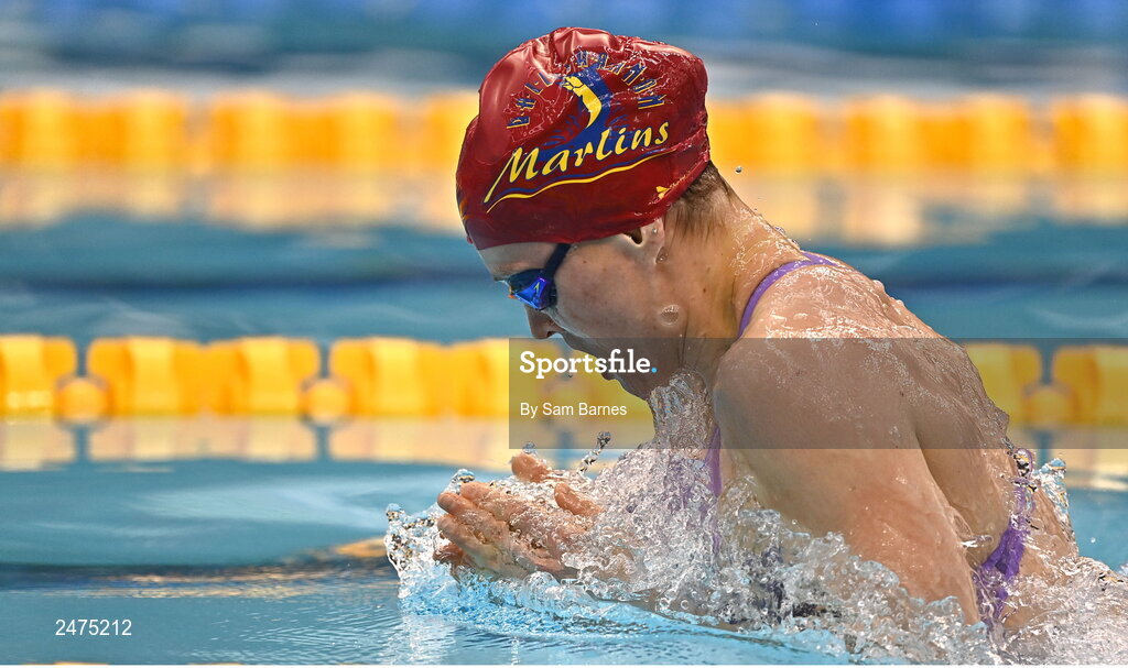 5 March 2023; Mona McSharry of Marlins, Donegal, competes in the women's 13 and over 200m breaststroke heats during day five of the Swim Ireland Irish Open Swimming Championships at the National Aquatic Centre in Dublin. Photo by Sam Barnes/Sportsfile