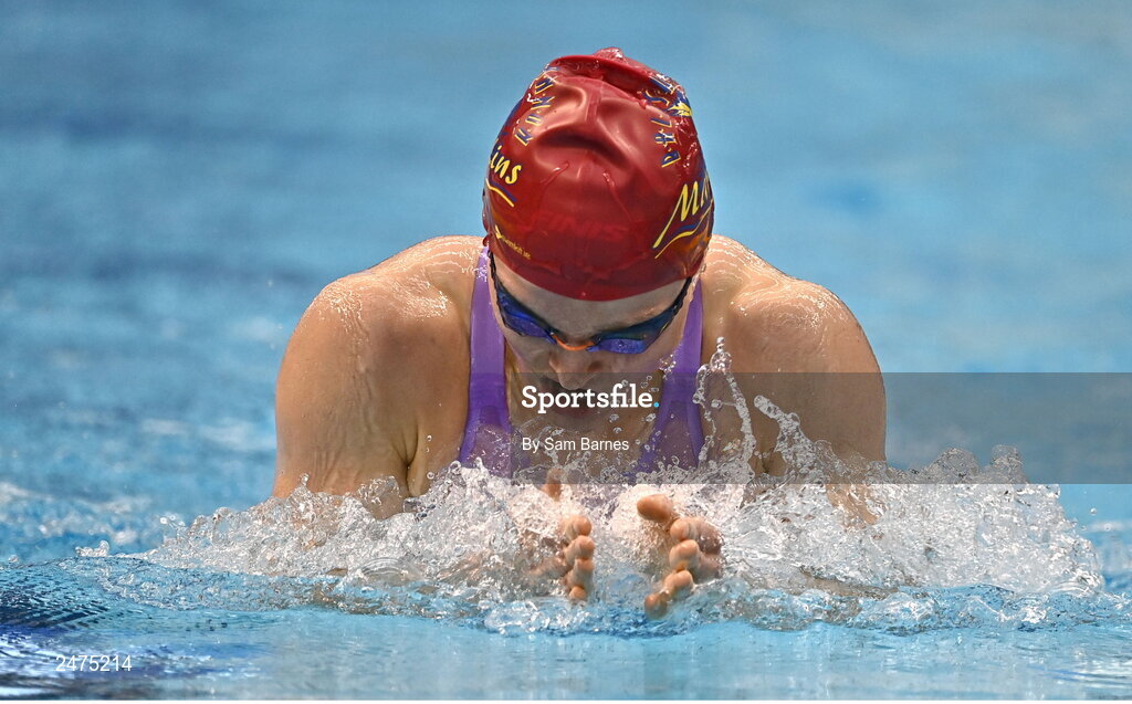 5 March 2023; Mona McSharry of Marlins, Donegal, competes in the women's 13 and over 200m breaststroke heats during day five of the Swim Ireland Irish Open Swimming Championships at the National Aquatic Centre in Dublin. Photo by Sam Barnes/Sportsfile