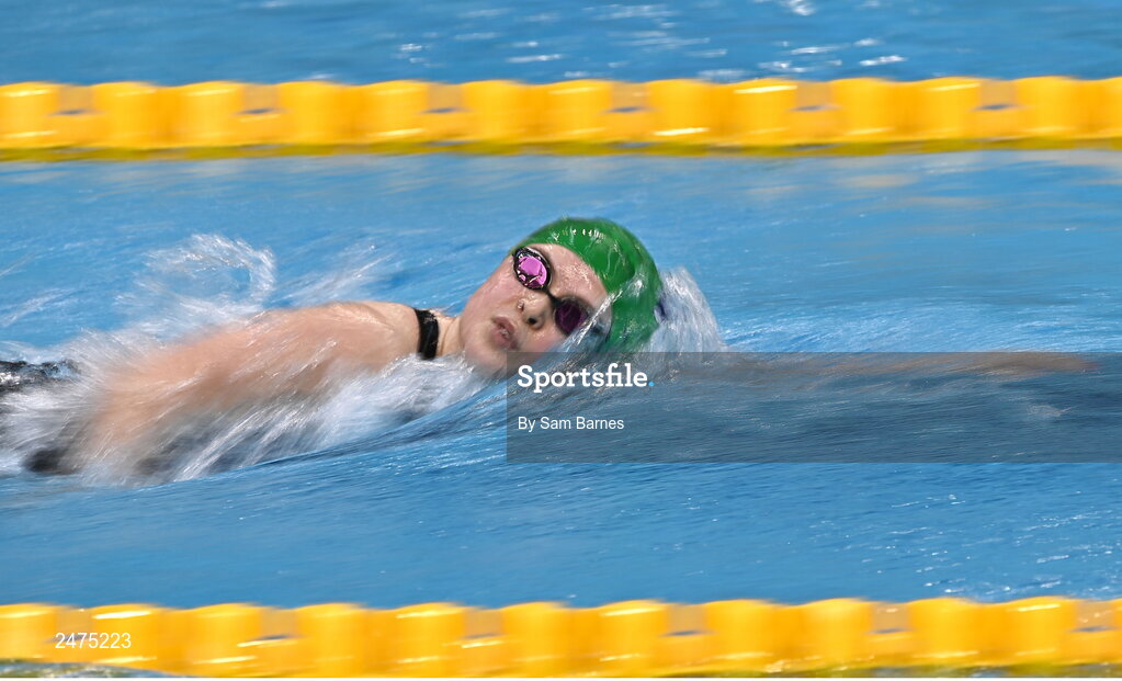 5 March 2023; Hannah Poynton of Trojan, Dublin, competes in the women's 13 and over 200m freestyle heats during day five of the Swim Ireland Irish Open Swimming Championships at the National Aquatic Centre in Dublin. Photo by Sam Barnes/Sportsfile