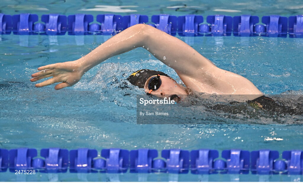 5 March 2023; Maeve McClean of City of Derry competes in the women's 13 and over 200m freestyle heats during day five of the Swim Ireland Irish Open Swimming Championships at the National Aquatic Centre in Dublin. Photo by Sam Barnes/Sportsfile